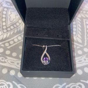 NWT cubic zirconia and amethyst sterling silver necklace